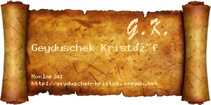 Geyduschek Kristóf névjegykártya